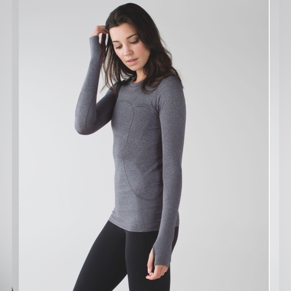 Lululemon Swiftly Tech Long Sleeve Heathered Black size 6